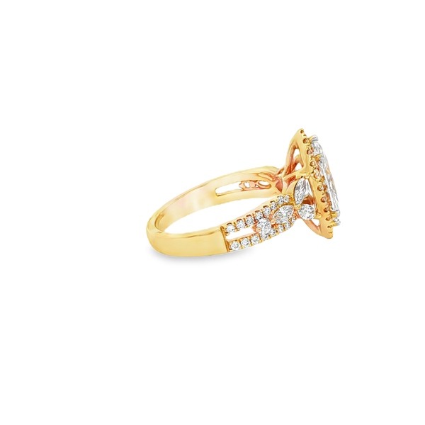 14K Yellow Gold 2.28 TW Lab-Grown Marquise Diamond Halo Engagement Ring Image 2 Jo & Co. Jewelers Hardy, VA