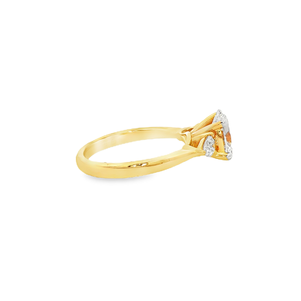 14K Yellow Lab-Grown Oval & Pear-Shaped Diamond 1.88 CTW 3-Stone Engagement Ring Image 2 Jo & Co. Jewelers Hardy, VA