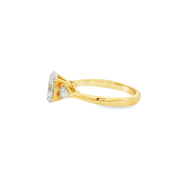 14K Yellow Lab-Grown Oval & Pear-Shaped Diamond 1.88 CTW 3-Stone Engagement Ring Image 4 Jo & Co. Jewelers Hardy, VA