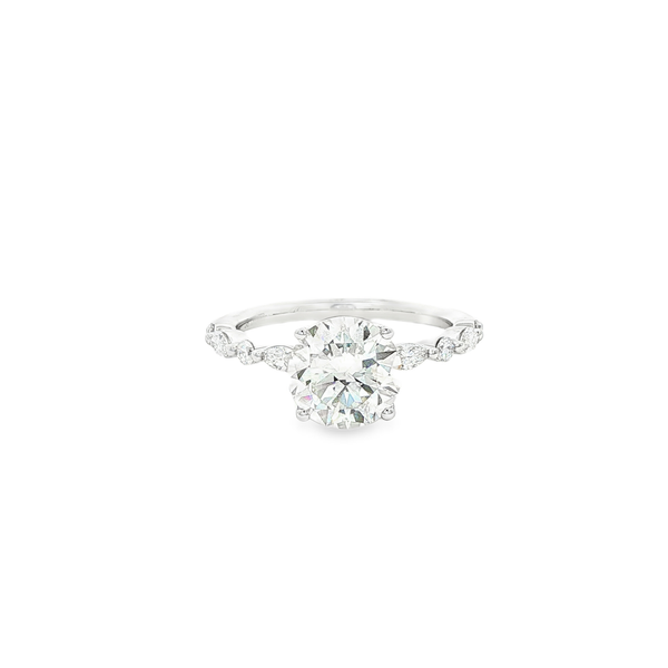 14K White 2.43 CTW Round Diamond Marquise Diamond Engagement Ring Jo & Co. Jewelers Hardy, VA