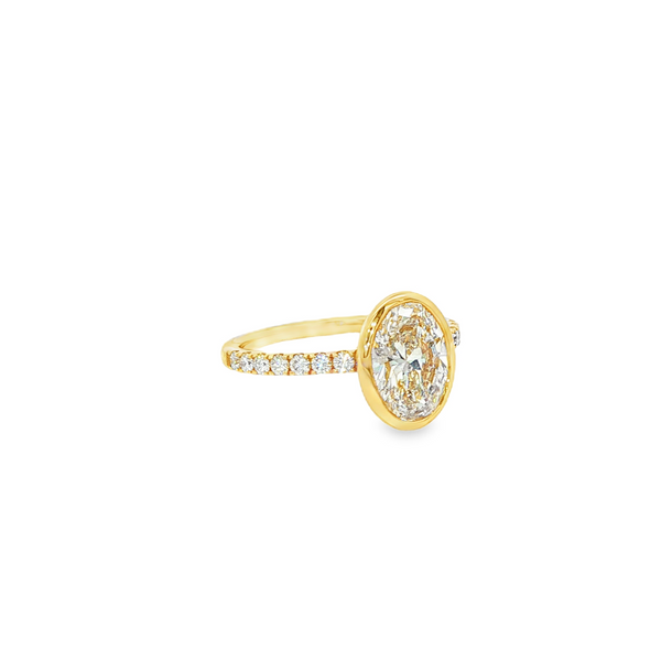 14K Yellow Gold 2.23 CTW Lab-Grown Oval Diamond Bezel Engagement Ring Image 2 Jo & Co. Jewelers Hardy, VA