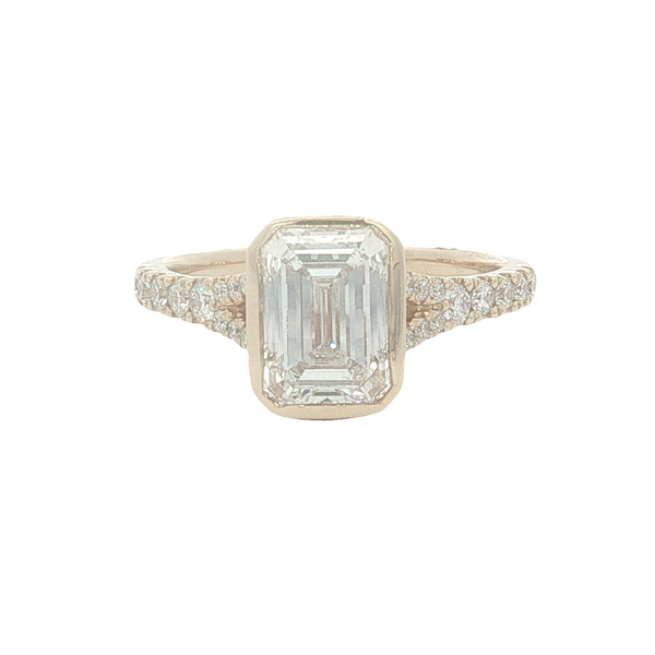 14K Yellow Gold 2.24 CTW Lab-Grown Emerald-Cut Bezel Diamond Engagement Ring Jo & Co. Jewelers Hardy, VA