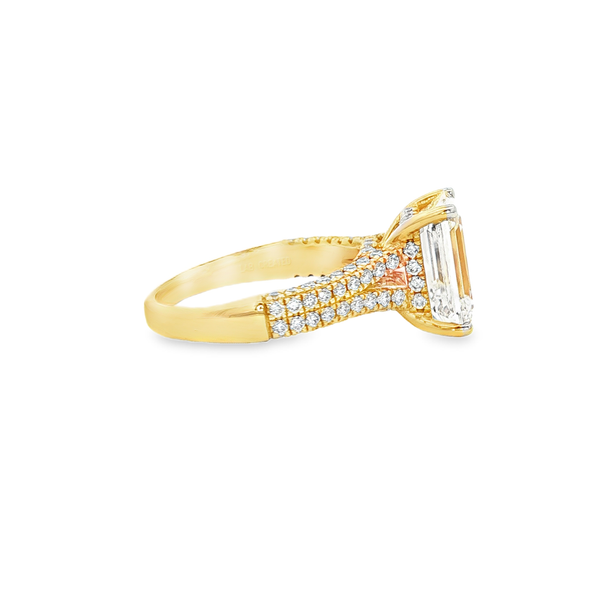 14K Yellow Gold 4Ct Emerald-Cut Lab-Grown Diamond 4.70 CTW Hidden Halo Engagement Ring Image 2 Jo & Co. Jewelers Hardy, VA