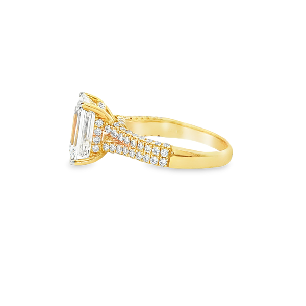 14K Yellow Gold 4Ct Emerald-Cut Lab-Grown Diamond 4.70 CTW Hidden Halo Engagement Ring Image 4 Jo & Co. Jewelers Hardy, VA