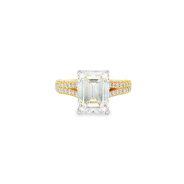 14K Yellow Gold 4Ct Emerald-Cut Lab-Grown Diamond 4.70 CTW Hidden Halo Engagement Ring Jo & Co. Jewelers Hardy, VA