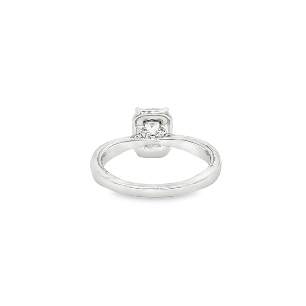 14K White Lab-Grown Round & Emerald-Cut Diamond 1.75 CTW Polished Halo Engagement Ring Image 3 Jo & Co. Jewelers Hardy, VA