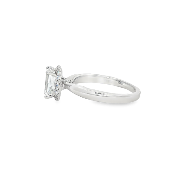 14K White Lab-Grown Round & Emerald-Cut Diamond 1.75 CTW Polished Halo Engagement Ring Image 4 Jo & Co. Jewelers Hardy, VA