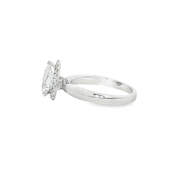 14K White Gold 1.75 CTW Lab-Grown Pear & Round Diamond Halo Engagement Ring Image 4 Jo & Co. Jewelers Hardy, VA