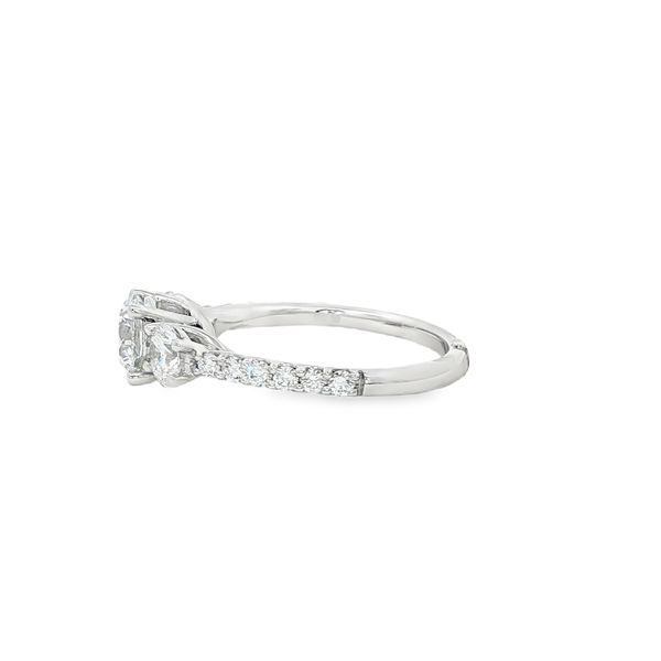14K White Lab-Grown Round Diamond 2.00 CTW 3-Stone Engagement Ring Image 4 Jo & Co. Jewelers Hardy, VA
