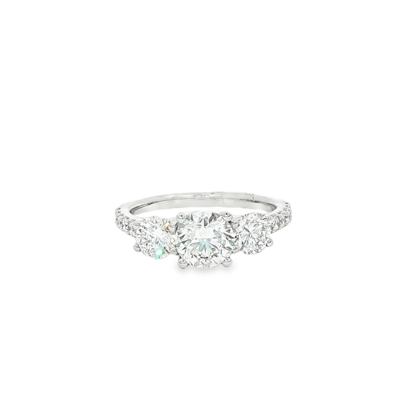 14K White Lab-Grown Round Diamond 2.00 CTW 3-Stone Engagement Ring Jo & Co. Jewelers Hardy, VA