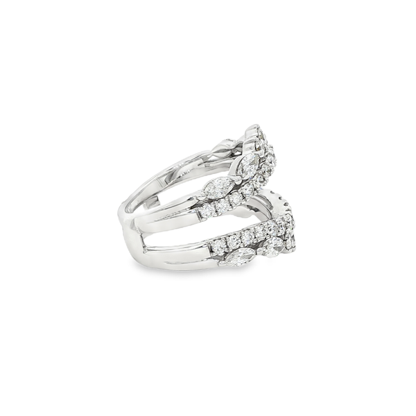 14K White 1.88 CTW Round & Marquise Diamond Double-Row Ring Guard Image 2 Jo & Co. Jewelers Hardy, VA