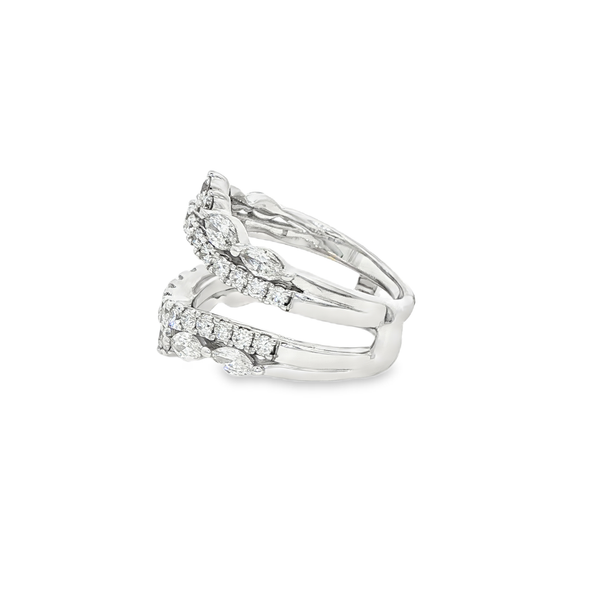 14K White 1.88 CTW Round & Marquise Diamond Double-Row Ring Guard Image 4 Jo & Co. Jewelers Hardy, VA
