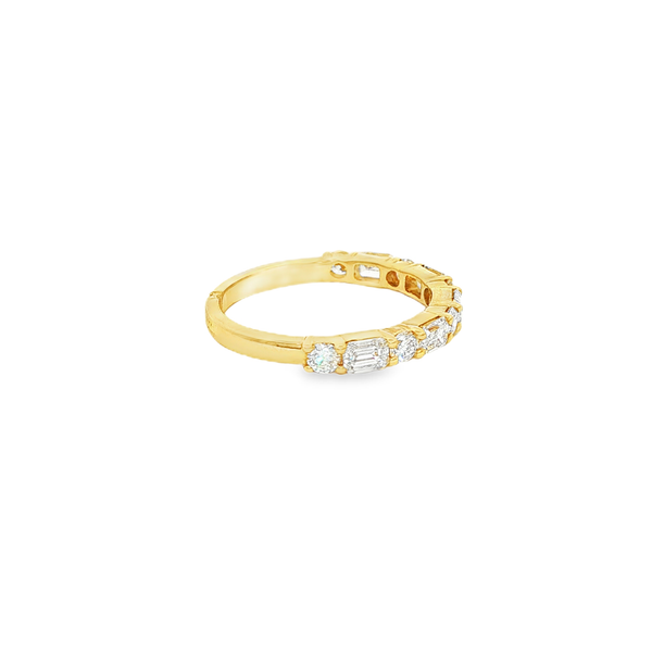 14K Yellow Gold Lab-Grown Diamond Alternating Band 1.14Tw Round & Emerald Cut Image 2 Jo & Co. Jewelers Hardy, VA