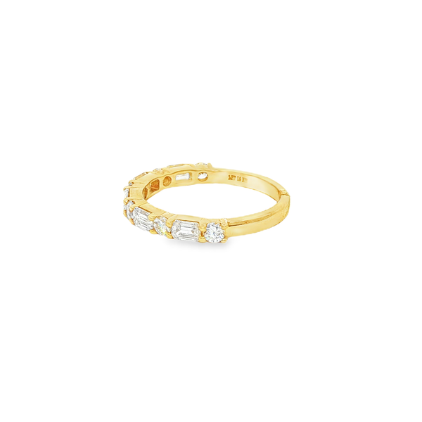 14K Yellow Gold Lab-Grown Diamond Alternating Band 1.14Tw Round & Emerald Cut Image 4 Jo & Co. Jewelers Hardy, VA