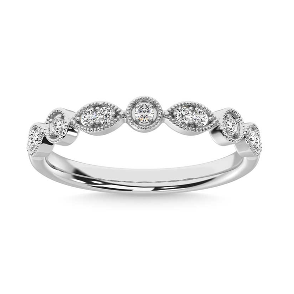 10K White Gold Lab- Grown Round Diamond Ring With Alternating Round & Marquise Stations Jo & Co. Jewelers Hardy, VA