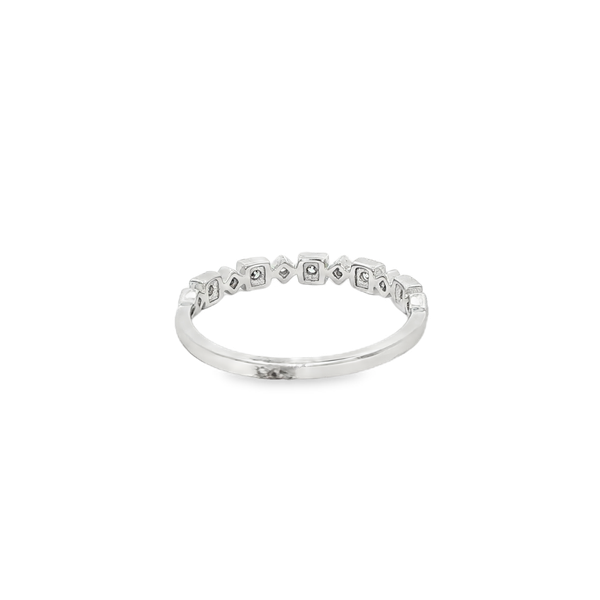 10K White Gold .13 CT Lab-Grown Diamond Square & Diamond-Shaped Milgrain Band Image 3 Jo & Co. Jewelers Hardy, VA