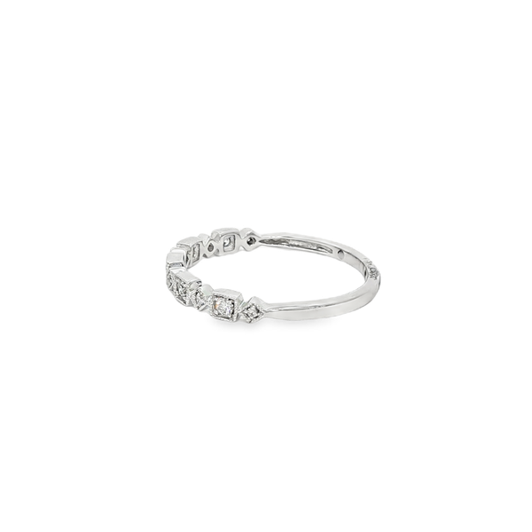 10K White Gold .13 CT Lab-Grown Diamond Square & Diamond-Shaped Milgrain Band Image 4 Jo & Co. Jewelers Hardy, VA