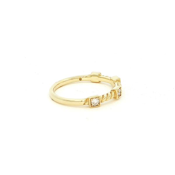 10K Yellow Gold .15 CTW Lab-Grown Diamond Spiral & Square Station Stackable Band Image 2 Jo & Co. Jewelers Hardy, VA