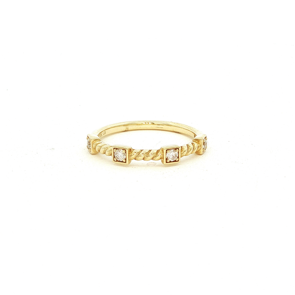 10K Yellow Gold .15 CTW Lab-Grown Diamond Spiral & Square Station Stackable Band Jo & Co. Jewelers Hardy, VA