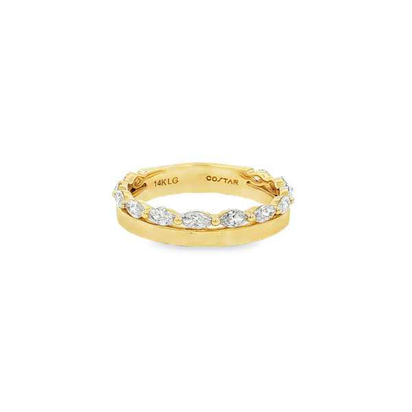 14K Yellow Gold .55ctw Lab-Grown Marquise Diamond & Polished Row Band Jo & Co. Jewelers Hardy, VA