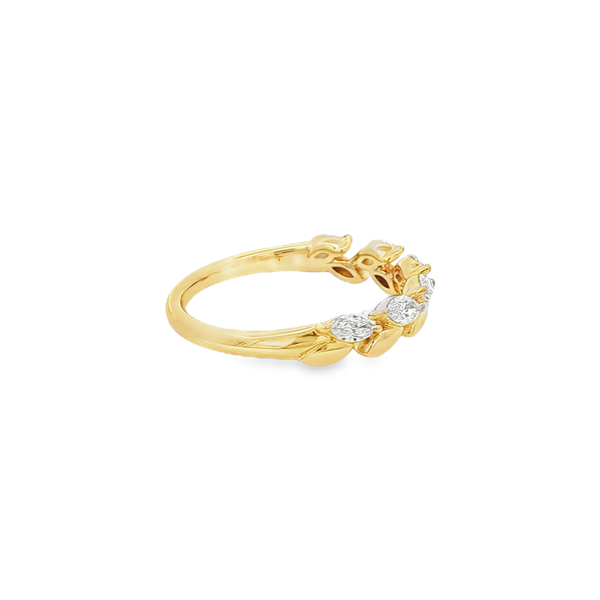 10K Yellow Gold .36ctw Lab-Grown Marquise Diamond & Polished Leaf Band Image 2 Jo & Co. Jewelers Hardy, VA