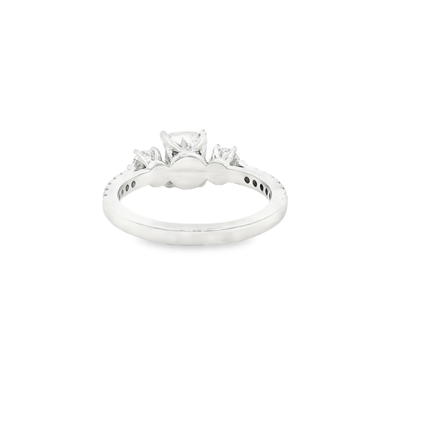 14K White Gold 1.68 TW Lab-Grown Cushion Diamond 3-Stone Engagement Ring Image 3 Jo & Co. Jewelers Hardy, VA