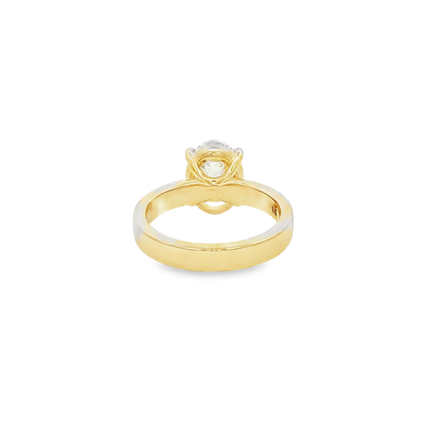 14K Yellow 3.02 CT Lab-Grown Oval Diamond Polished Flat Band Engagement Ring Image 3 Jo & Co. Jewelers Hardy, VA