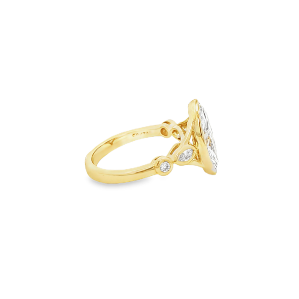 14K Yellow Gold 2.26ctw Lab-Grown Marquise & Round Diamond Bezel-Set Engagement Ring Image 2 Jo & Co. Jewelers Hardy, VA
