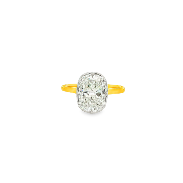 14K Yellow & White Gold 3.07ct Lab-Grown Cushion Diamond Solitaire Euro Shank Engagement Ring Jo & Co. Jewelers Hardy, VA