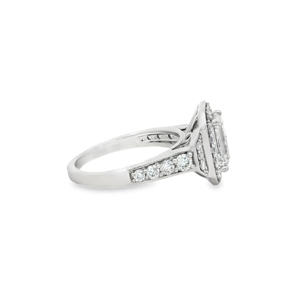 14K White Gold 2.75ctw Lab-Grown Emerald-Cut Diamond Halo Engagement Ring Image 2 Jo & Co. Jewelers Hardy, VA