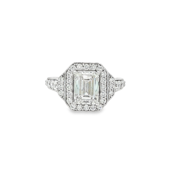 14K White Gold 2.75ctw Lab-Grown Emerald-Cut Diamond Halo Engagement Ring Jo & Co. Jewelers Hardy, VA