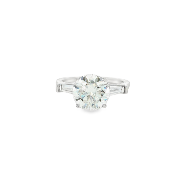 14K White Gold 3.50tw Lab-Grown Round & Tapered Baguette Diamond Engagement Ring Jo & Co. Jewelers Hardy, VA