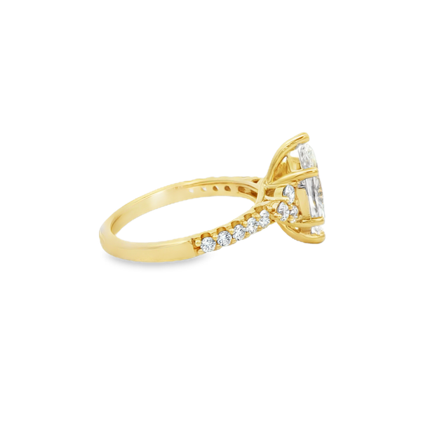 14K Yellow Gold 2.00ctw Lab-Grown Marquise & Round Diamond Engagement Ring Image 2 Jo & Co. Jewelers Hardy, VA