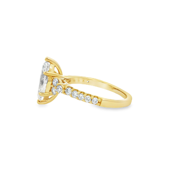14K Yellow Gold 2.00ctw Lab-Grown Marquise & Round Diamond Engagement Ring Image 4 Jo & Co. Jewelers Hardy, VA