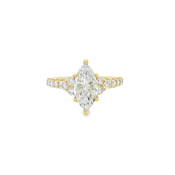 14K Yellow Gold 2.00ctw Lab-Grown Marquise & Round Diamond Engagement Ring Jo & Co. Jewelers Hardy, VA