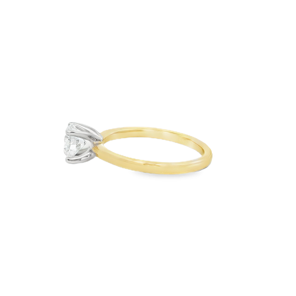 14K Two-Tone Gold 1.00ct Lab-Grown Round Diamond Solitaire Engagement Ring Image 4 Jo & Co. Jewelers Hardy, VA