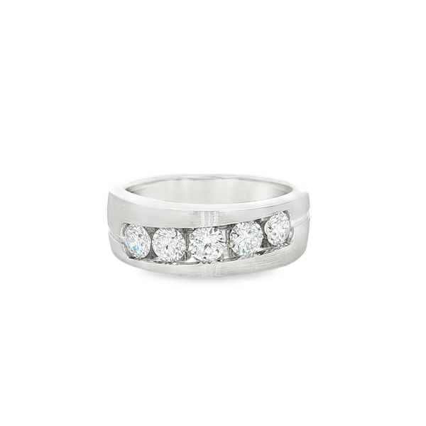 14K White 1.25 CTW Round Diamond Channel-Set 5-Stone Ring Jo & Co. Jewelers Hardy, VA
