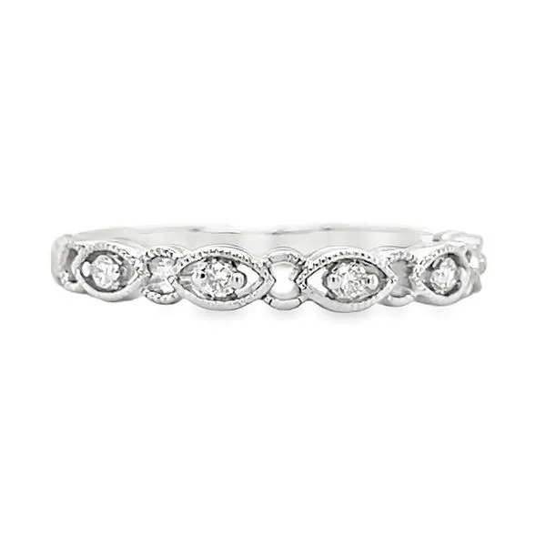 10K White Gold Round Diamond Milgrain Circle & Marquise Station Ring Jo & Co. Jewelers Hardy, VA