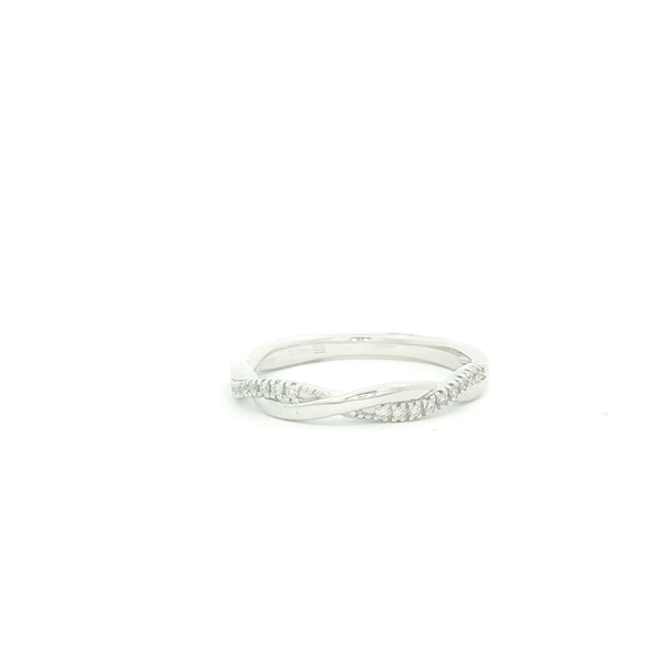14K White Gold .10ct Round Diamond Polished Twisted Band Image 3 Jo & Co. Jewelers Hardy, VA