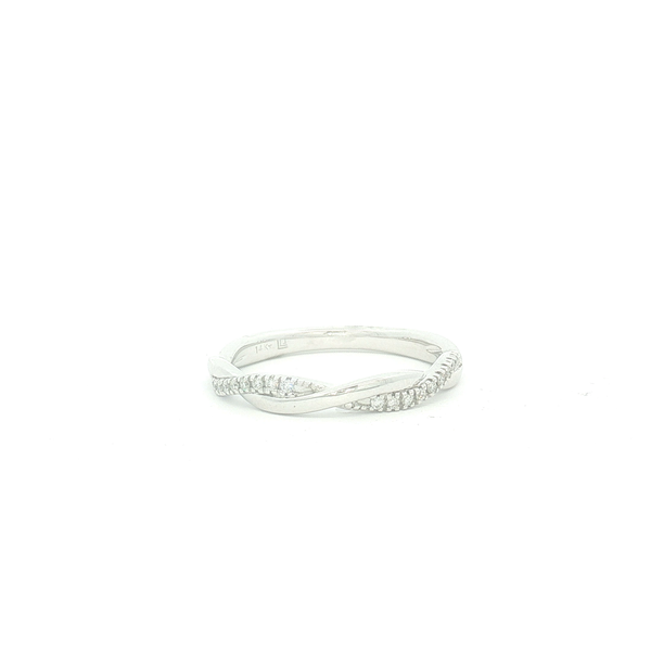 14K White Gold .10ct Round Diamond Polished Twisted Band Image 4 Jo & Co. Jewelers Hardy, VA