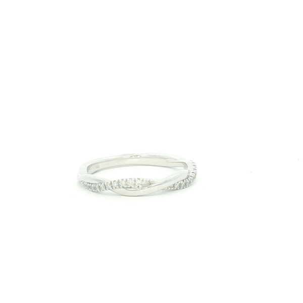 14K White Gold .10ct Round Diamond Polished Twisted Band Jo & Co. Jewelers Hardy, VA