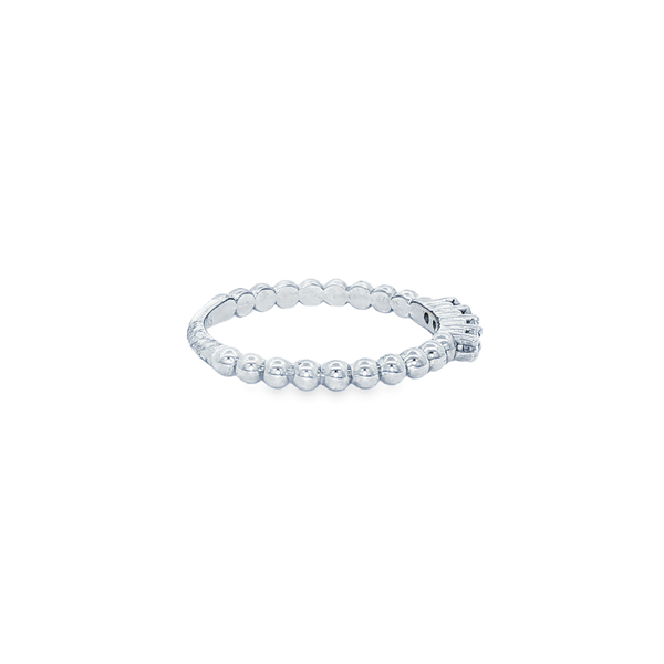 14K White Gold .11ctw Round Diamond Beaded Stackable Ring Image 2 Jo & Co. Jewelers Hardy, VA
