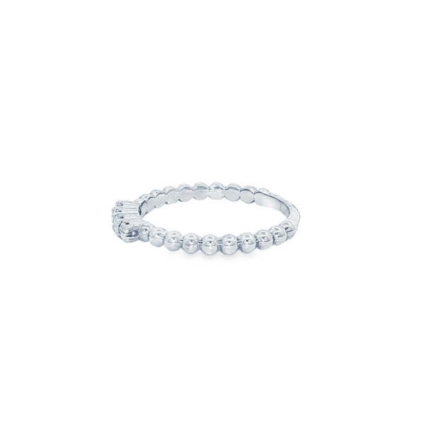 14K White Gold .11ctw Round Diamond Beaded Stackable Ring Image 4 Jo & Co. Jewelers Hardy, VA