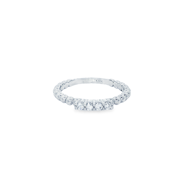 14K White Gold .11ctw Round Diamond Beaded Stackable Ring Jo & Co. Jewelers Hardy, VA