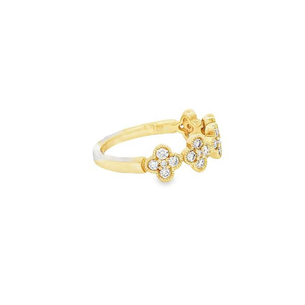 14K Yellow Gold 0.50ctw Round Diamond Clover Cluster Ring – Size 7 Image 2 Jo & Co. Jewelers Hardy, VA