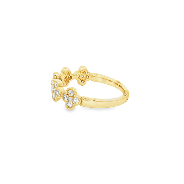 14K Yellow Gold 0.50ctw Round Diamond Clover Cluster Ring – Size 7 Image 4 Jo & Co. Jewelers Hardy, VA