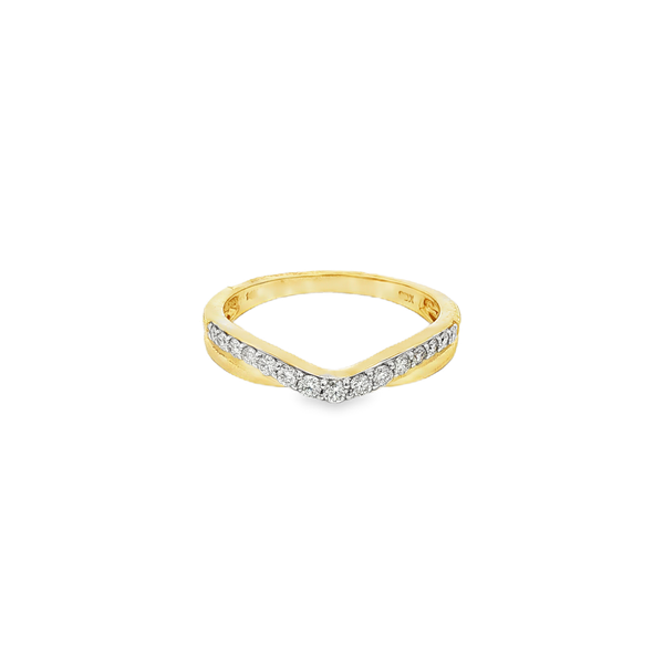 14K Yellow Gold 1/4ct Round Diamond Contour Shadow Band Jo & Co. Jewelers Hardy, VA