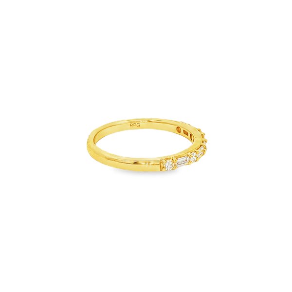 14K Yellow Gold 1/3 CTW Round & Baguette Diamond Band Image 2 Jo & Co. Jewelers Hardy, VA