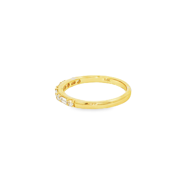 14K Yellow Gold 1/3 CTW Round & Baguette Diamond Band Image 4 Jo & Co. Jewelers Hardy, VA