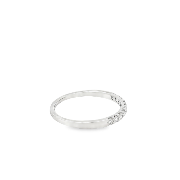 14K White Gold Prong-Set 0.21ct Round Diamond Polished Band Image 2 Jo & Co. Jewelers Hardy, VA